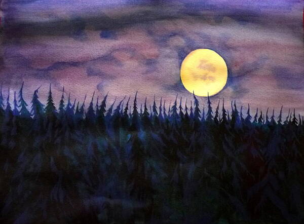 For Sale Art Print featuring the drawing Rising Moon Of Alaska by Anna Duyunova
