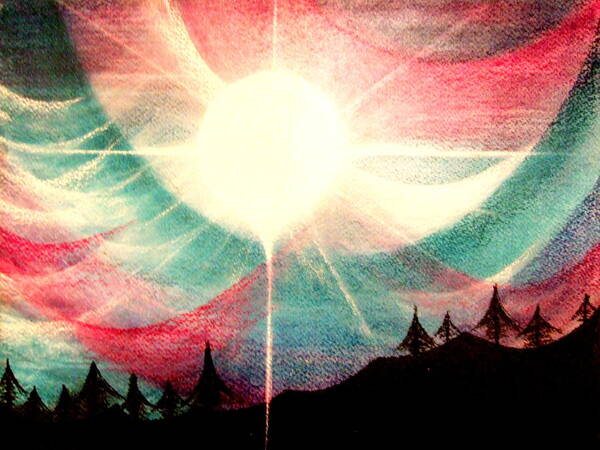 Sunrise.landscape Art Print featuring the painting Rising Sun by Kumiko Mayer