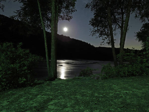 River Art Print featuring the digital art River In Moonlight by Kathleen Illes