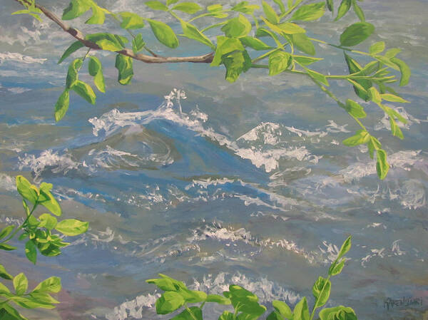 New Leaves Art Print featuring the painting River Spring by Karen Ilari