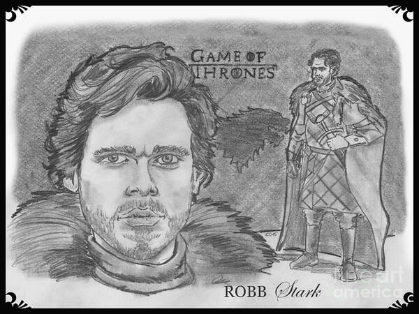 Game Of Thrones Art Print featuring the drawing Robb Stark King of the North by Chris DelVecchio