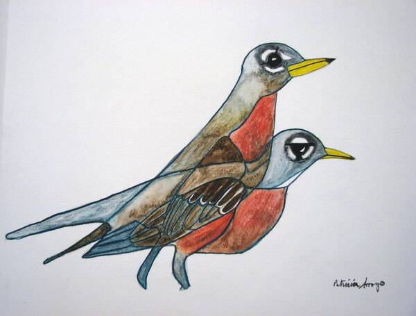  Art Print featuring the painting Robins Partner by Patricia Arroyo