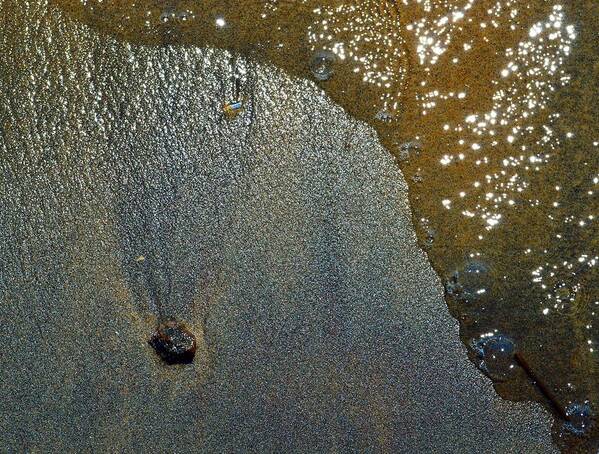 Abstract Art Print featuring the photograph Rock Sand Water Sun 2 by Lyle Crump