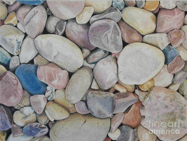 Pencil Art Print featuring the drawing Beach Rocks, Mexico by Glenda Zuckerman