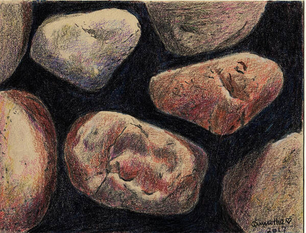 Rock Art Print featuring the drawing Rocks by Quwatha Valentine