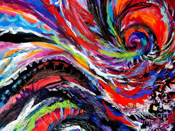Abstract Expressionist Detail Of A Painting Art Print featuring the painting Rolling detail Three by Priscilla Batzell Expressionist Art Studio Gallery