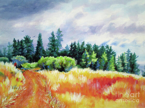Paintings Art Print featuring the painting Romp on the Hill by Kathy Braud