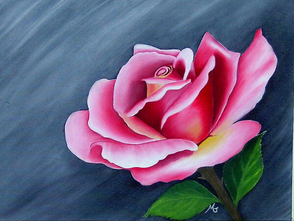 Rose Art Print featuring the painting Rose In Elegance by Mary Gaines