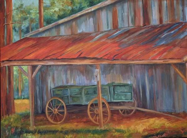 Old Wagons Art Print featuring the painting Rustification by Ginger Concepcion