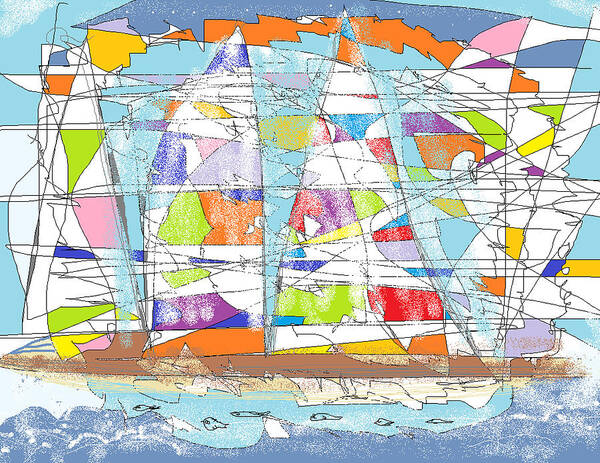 Abstract Art Print featuring the digital art Sailing by Jim Taylor