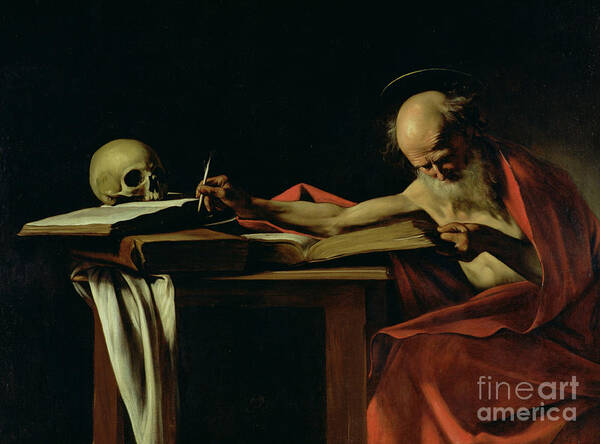St Jerome Writing Art Print featuring the painting Saint Jerome Writing by Caravaggio