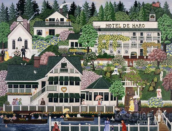 Roche Harbor Resort Art Print featuring the painting San Juan Roche Harbor Resort by Jennifer Lake