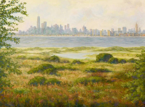 New York City Skyline Art Print featuring the painting Sandy Hook View by Joe Bergholm