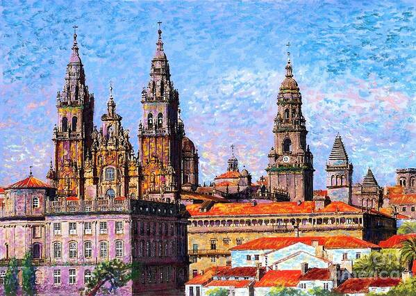 Spain Art Print featuring the painting Santiago de Compostela, cathedral, Spain by Jane Small