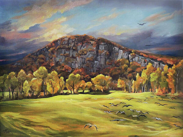 Sawyers Mountain Art Print featuring the painting Sawyers Mountain by Nancy Griswold