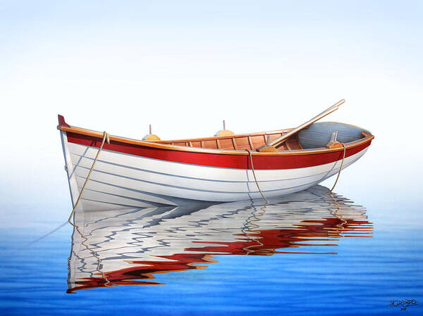 Row Art Print featuring the painting Scarlet Reflections by Horacio Cardozo