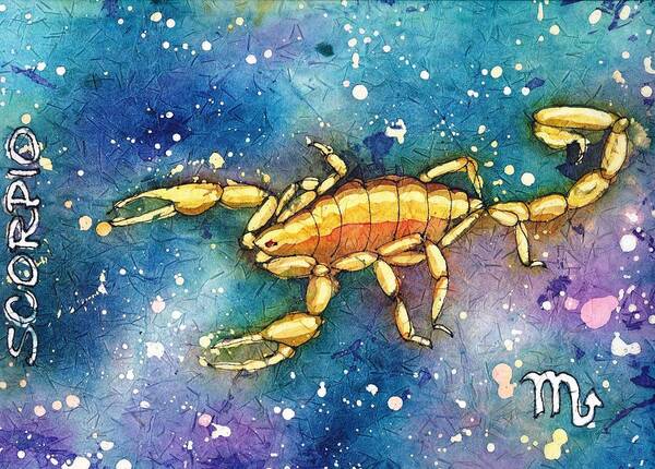 Zodiac Art Print featuring the painting Scorpio by Ruth Kamenev