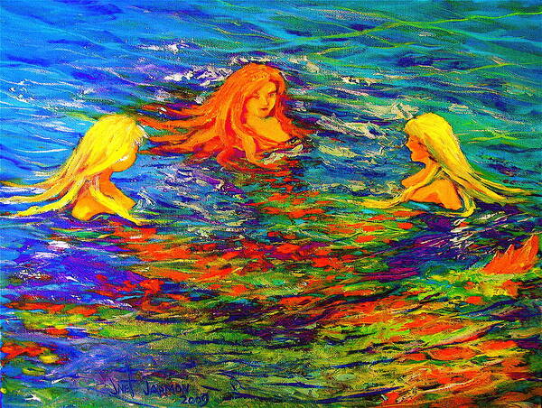Water Art Print featuring the painting Sea Sisters Revisited by Jeanette Jarmon