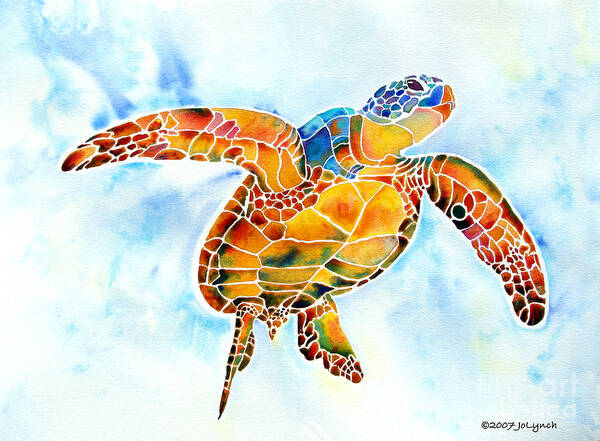 Sea Turtle Art Print featuring the painting Sea Turtle Gentle Giant by Jo Lynch