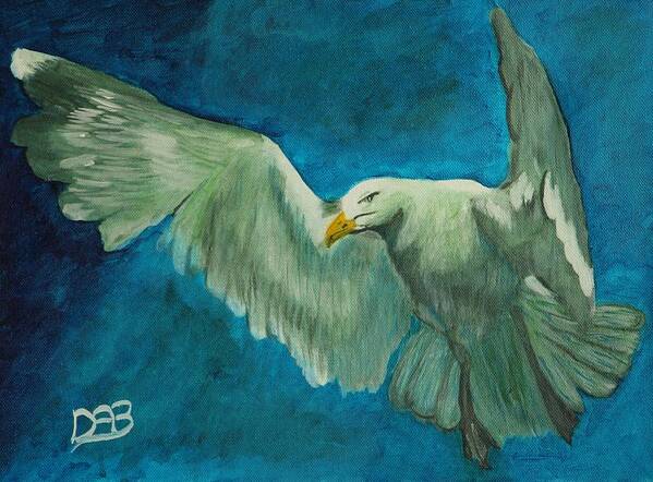 Bird Art Print featuring the painting SeaGull by David Bigelow