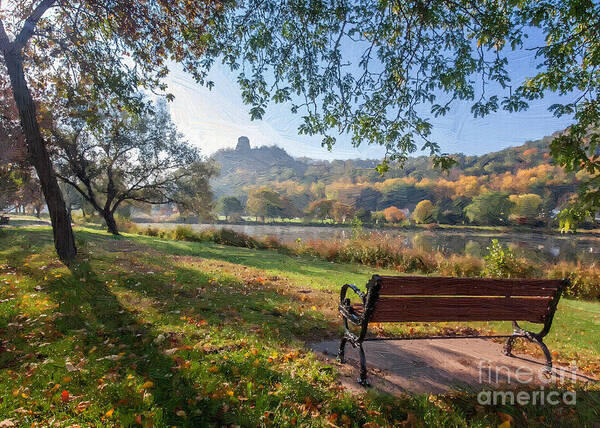 Winona Mn Art Print featuring the photograph Seat with a View Oil Painting Style by Kari Yearous