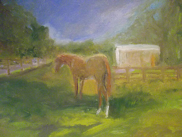 Horse Art Print featuring the painting Seeking Shade by Susan Esbensen
