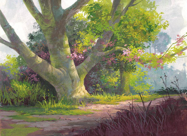 Michael Humphries Art Print featuring the painting Shady Oasis by Michael Humphries