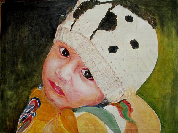 Boy Art Print featuring the painting Shameer by Khalid Saeed