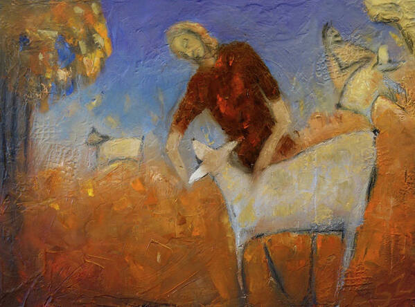 Oil Painting Art Print featuring the painting Sheep Herder by Suzy Norris