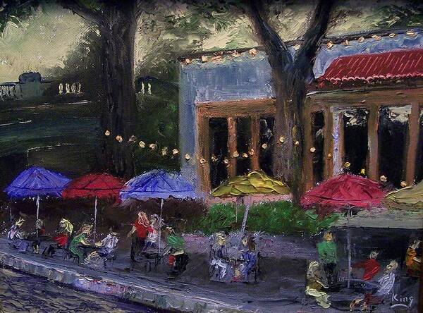 Landscape Art Print featuring the painting Sidewalk Cafe by Stephen King