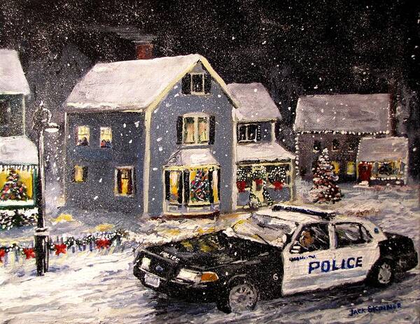 Snow Art Print featuring the painting Silent Knight by Jack Skinner