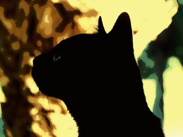 Cat Art Print featuring the mixed media Silhouette by Ines Ganteaume