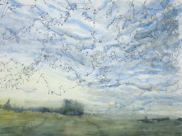 Sky Art Print featuring the painting Silver Sky by Mary Benke
