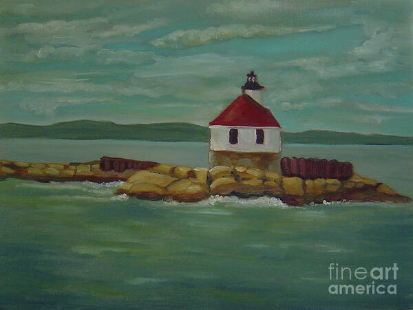 Lighthouse Art Print featuring the painting Small Island Lighthouse by Lilibeth Andre