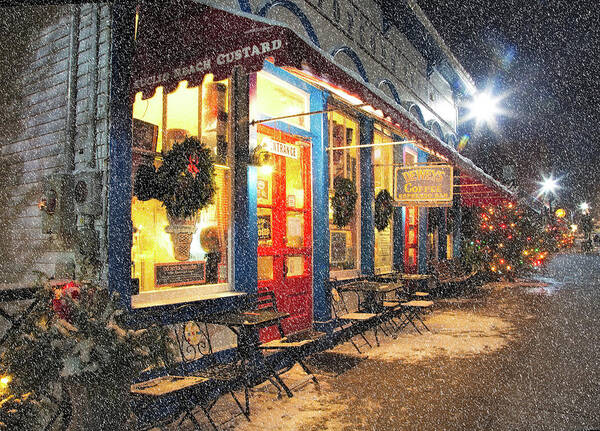 Chagrin Falls Art Print featuring the photograph Small Town On A Winters Night by Jackie Sajewski