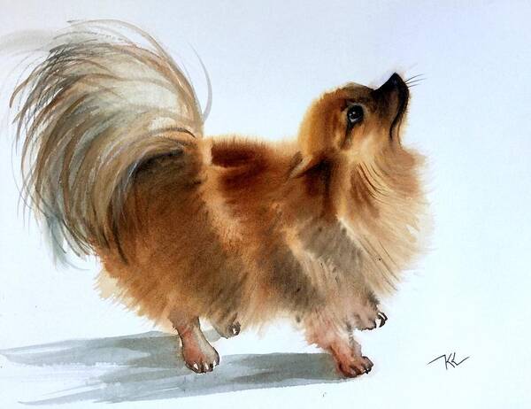Pomeranian Dog Art Print featuring the painting Smokey2 by Katerina Kovatcheva