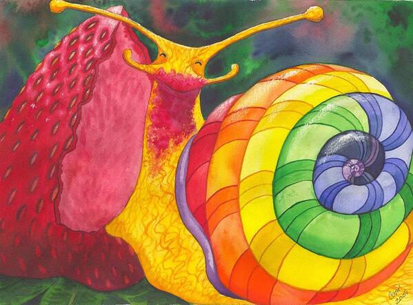 Humor Art Print featuring the painting Snail Nirvana by Catherine G McElroy