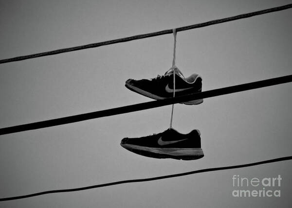 Sneakers Art Print featuring the photograph Sneakers on Wires by Mark Miller