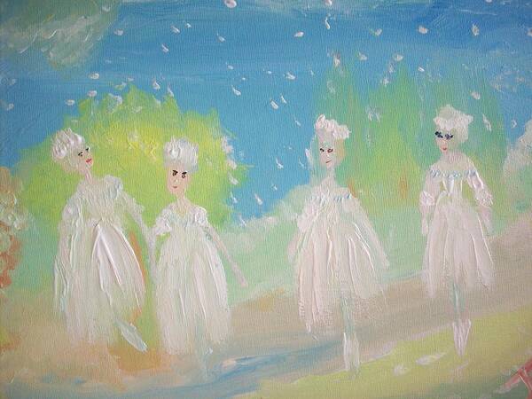 Snow Art Print featuring the painting Snow Ballet by Judith Desrosiers
