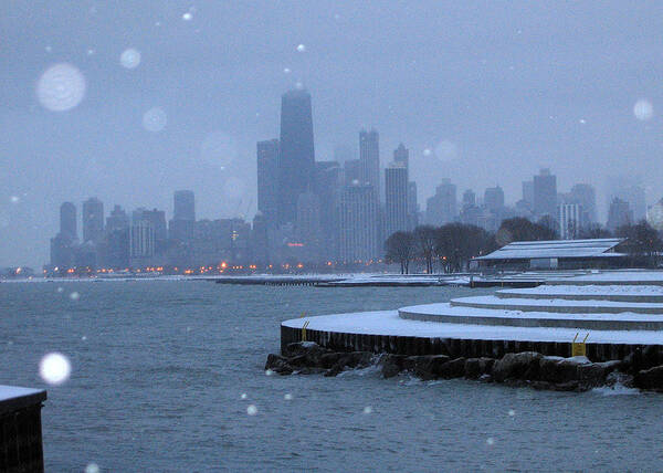 Chicago Art Print featuring the photograph Snowy Chicago by Laura Kinker