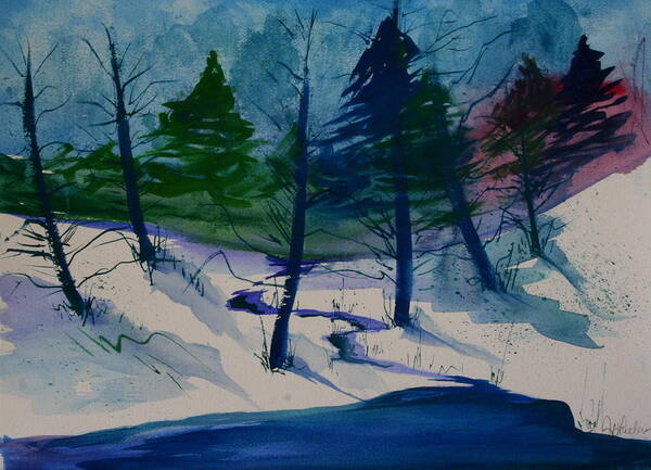 Snowy Landscape Art Print featuring the painting Snowy Study by Julie Lueders 