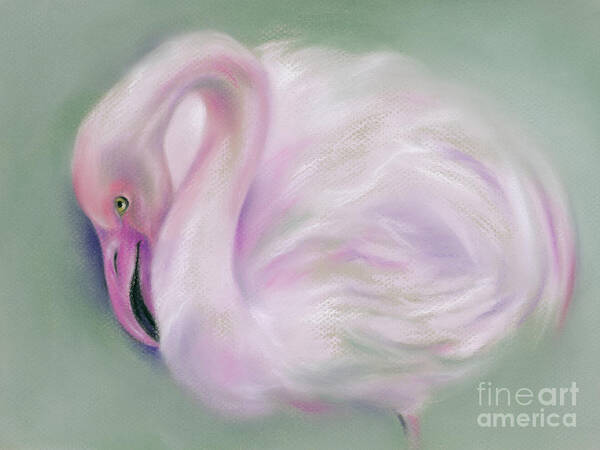 Bird Art Print featuring the painting Soft Pink Flamingo by MM Anderson