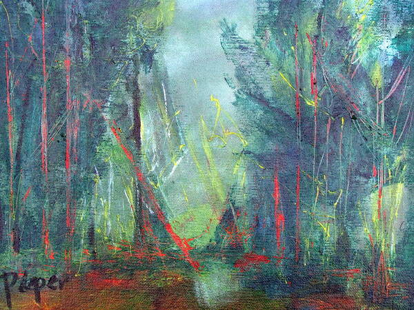 Forest With Light Art Print featuring the painting Softlit Forest by Betty Pieper