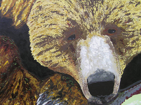 Bear Art Print featuring the painting Solemn Strength by Ricklene Wren