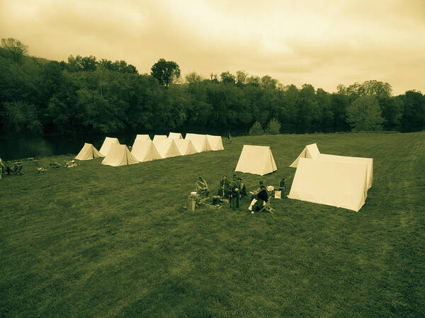 Cannon Art Print featuring the photograph Southern Army Camp Sepia by Star City SkyCams