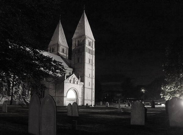 Minster Art Print featuring the photograph Southwell Minster. Night. by Elena Perelman