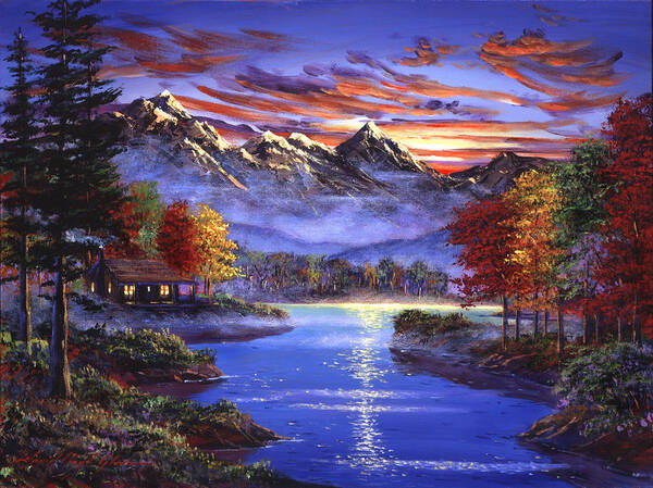 Landscape Art Print featuring the painting Sparkling Lake by David Lloyd Glover