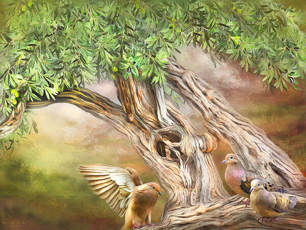 Carol Cavalaris Art Print featuring the mixed media Spirit In The Olive Tree by Carol Cavalaris