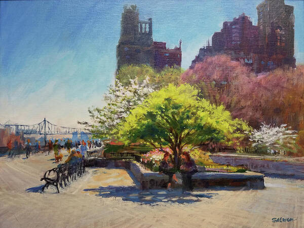 Landscape Painting Art Print featuring the painting Spring Morning on John Finley Walk by Peter Salwen