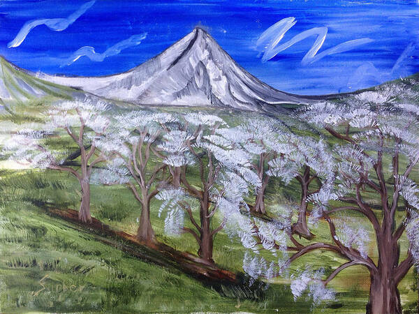 Mt. Hood Art Print featuring the painting Spring on the Hood by Suzanne Surber